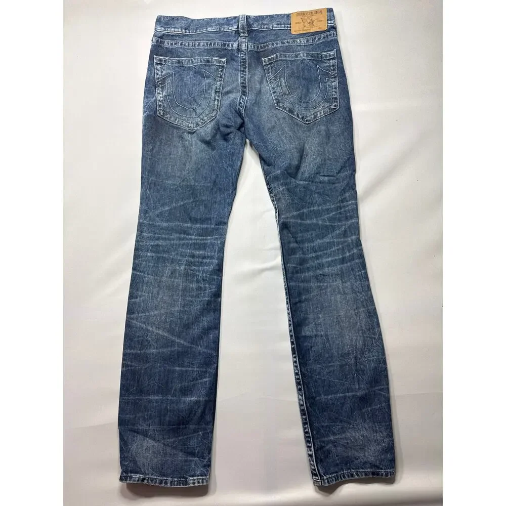 True Religion Men's Straight Natural Blue Jeans - Size 36 (36x33)